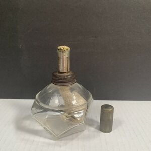 Vintage Glass Oil Lamp w/ Metal Cap Wick Collectible Glass Table Farmhouse Table